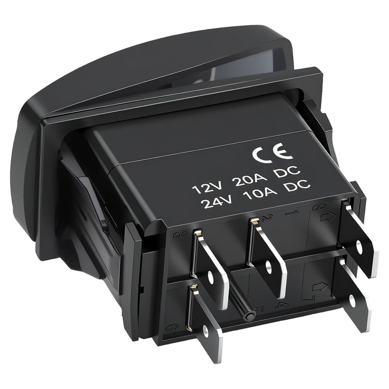 Weasch Horn Momentary Rocker Switch, On/Off SPST 5Pin, 20A/12V 10A/24V, with Jumper Wires Set for Cars Jeeps Boats Trucks, Blue - Image 2